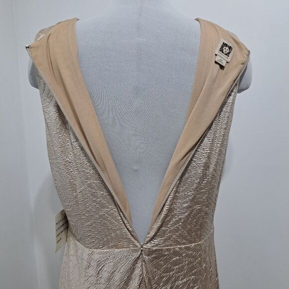 Anne Klien Floral Print Maxi Dress Pale Gold S 12 NWT - Picture 13 of 15